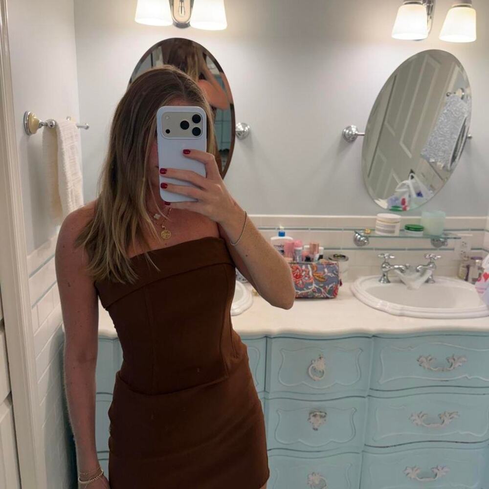With Jean brown corset mini dress